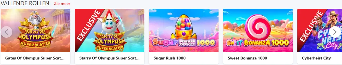 Algemene weergave van de casino spelencollectie