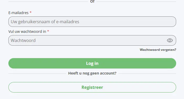 Inloggedeelte – toegang tot spelersaccount